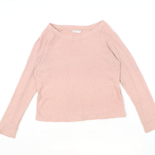 Tresics Womens Pink Boat Neck Polyester Pullover Jumper Size M