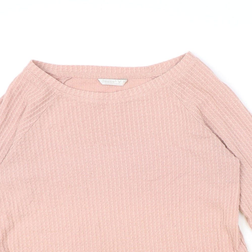 Tresics Womens Pink Boat Neck Polyester Pullover Jumper Size M