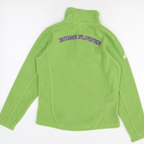 EQUI THEME Girls Green Polyester Pullover Sweatshirt Size 14 Years Zip - Horse Flower Quarter-Zip
