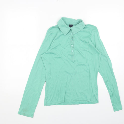 Gap Womens Green Cotton Basic T-Shirt Size S Collared