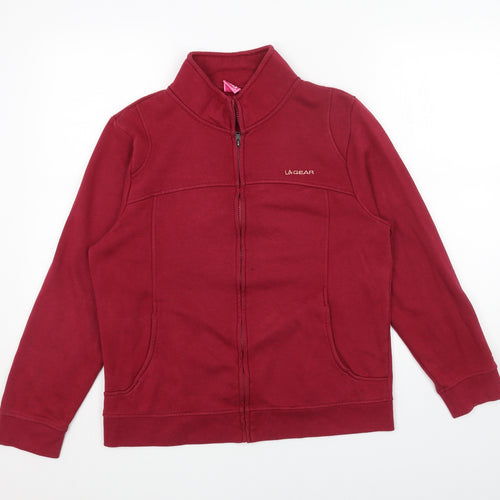 LA Gear Womens Red Cotton Full Zip Sweatshirt Size 16 Zip