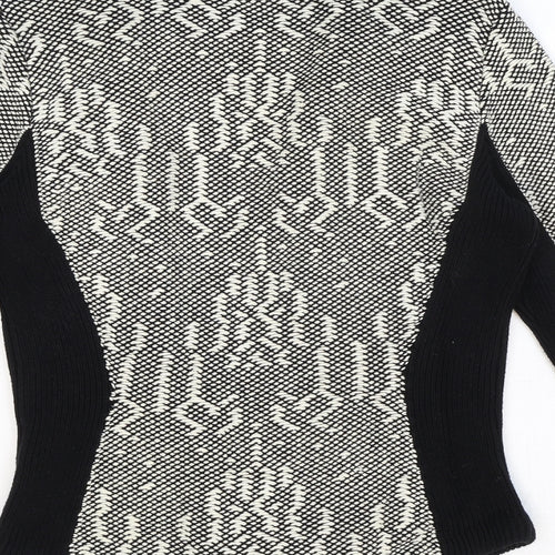 H&M Womens Black Geometric Cotton Jacket Blazer Size S