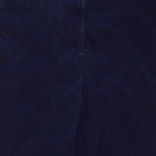 M&Co Womens Blue Cotton Trousers Size 14 Regular Zip