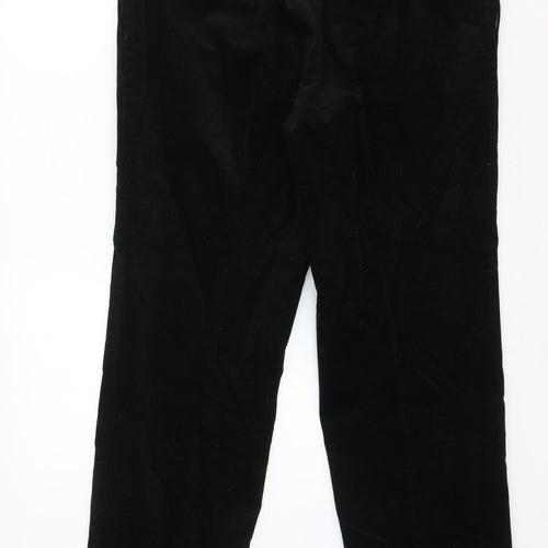 Marks and Spencer Mens Black Cotton Trousers Size 34 in Regular Zip