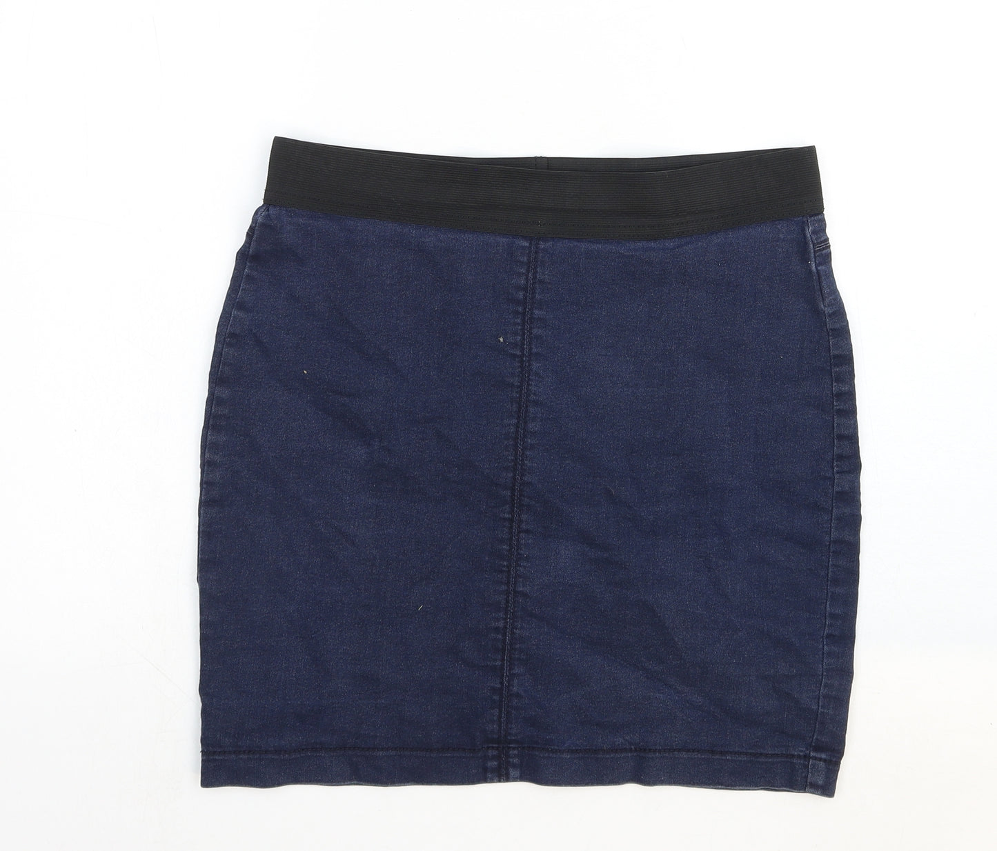 Marks and Spencer Womens Blue Cotton A-Line Skirt Size 10