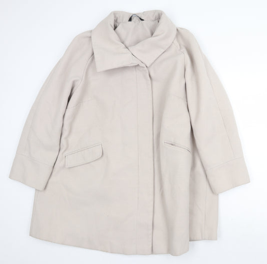 David Emmanuel Womens Grey Overcoat Coat Size 20 Zip