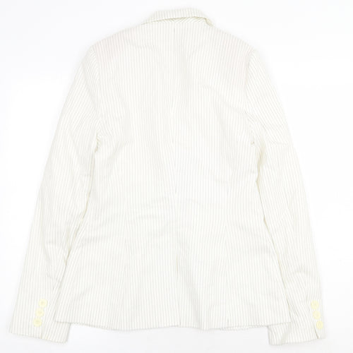 Topshop Womens White Striped Jacket Blazer Size 10 Button