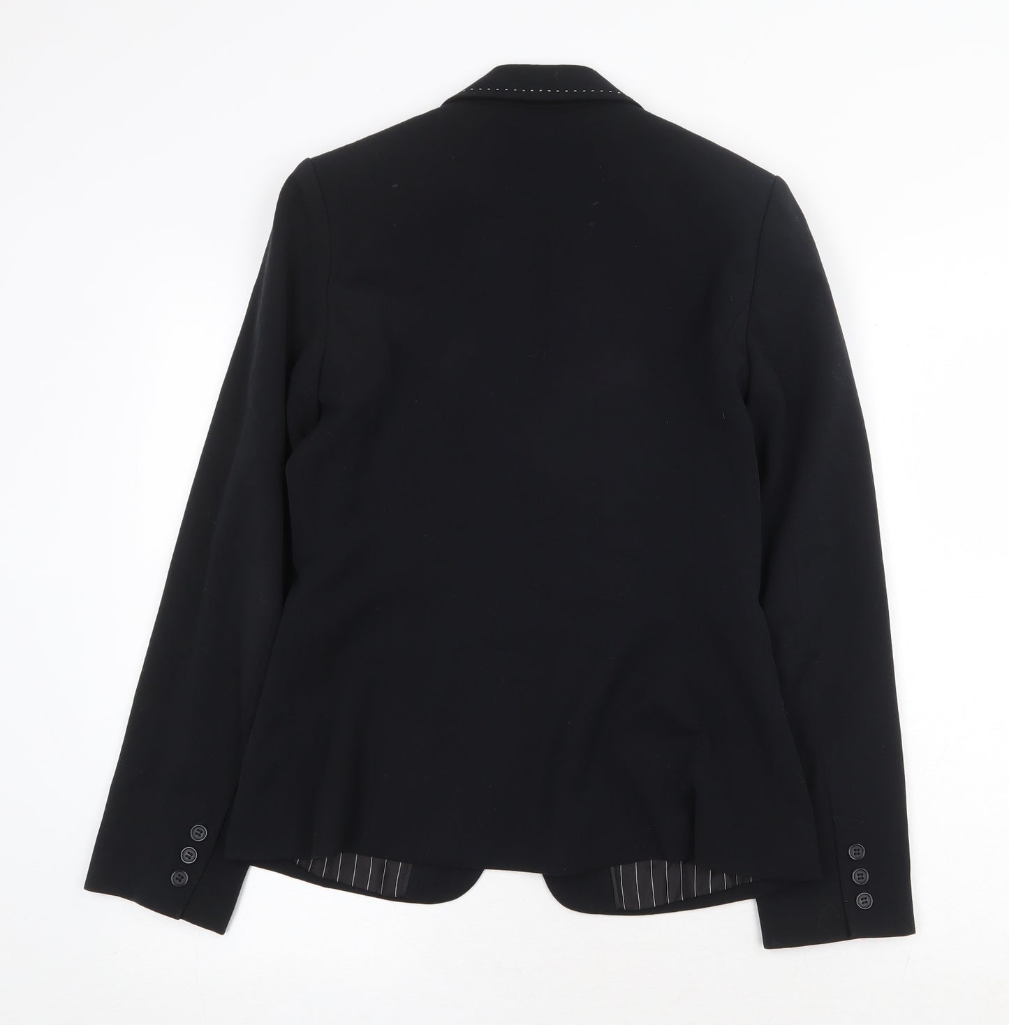 NEXT Womens Black Polyester Jacket Blazer Size 8 Button