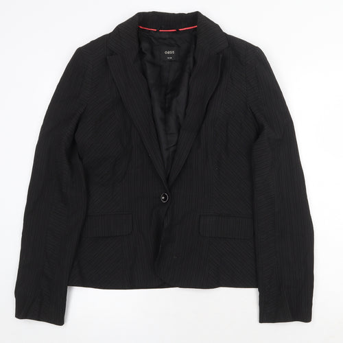 Oasis Womens Black Polyester Jacket Blazer Size 14 Button