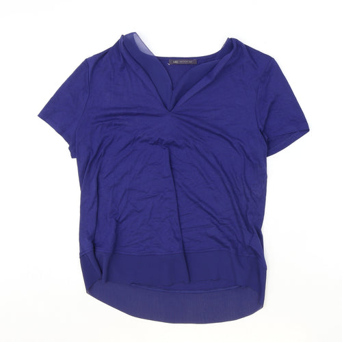 Marks and Spencer Womens Blue Polyester Basic Blouse Size 12 V-Neck