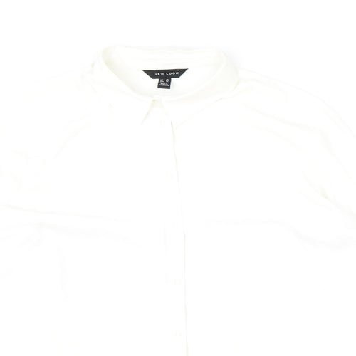 New Look Womens Ivory Polyester Basic Button-Up Size 14 Collared