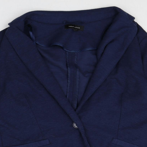 New Look Womens Blue Cotton Jacket Blazer Size 12 Button