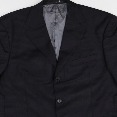 Marks and Spencer Mens Black Striped Wool Jacket Suit Jacket Size 42 Regular