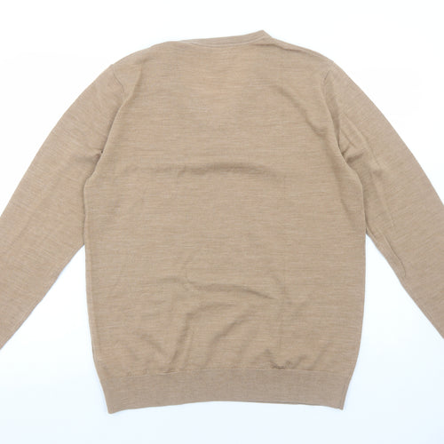 Gap Mens Brown V-Neck Wool Pullover Jumper Size M Long Sleeve