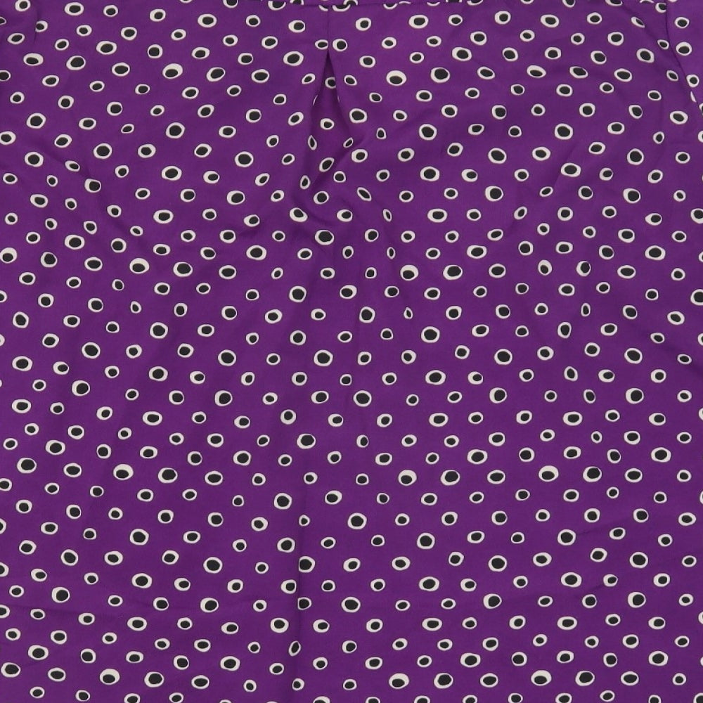 Marks and Spencer Womens Purple Geometric Polyester Basic Blouse Size 24 V-Neck