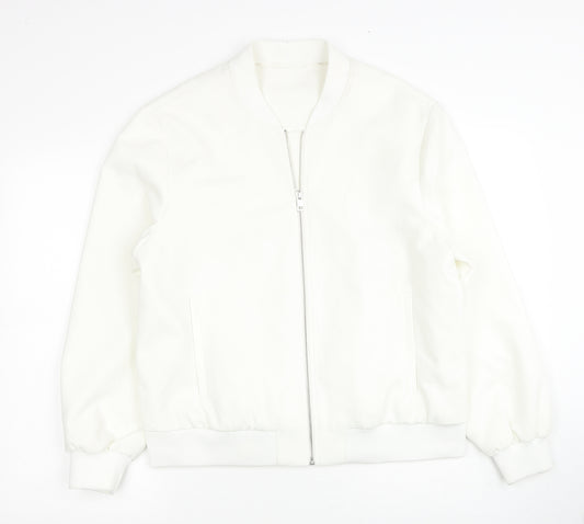 Marks and Spencer Womens White Bomber Jacket Jacket Size 14 Zip