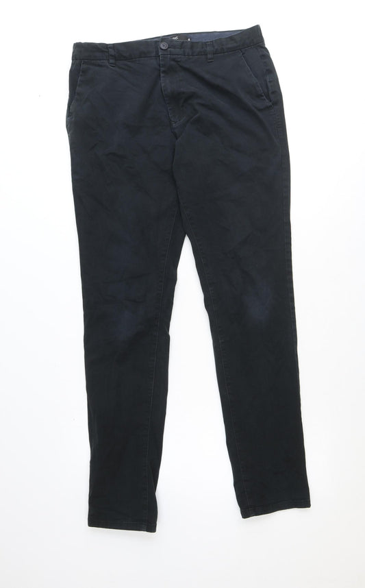 NEXT Mens Blue Cotton Chino Trousers Size 34 in Regular Zip