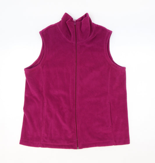 Lands' End Womens Pink Polyester Full Zip Sweatshirt Size M Zip