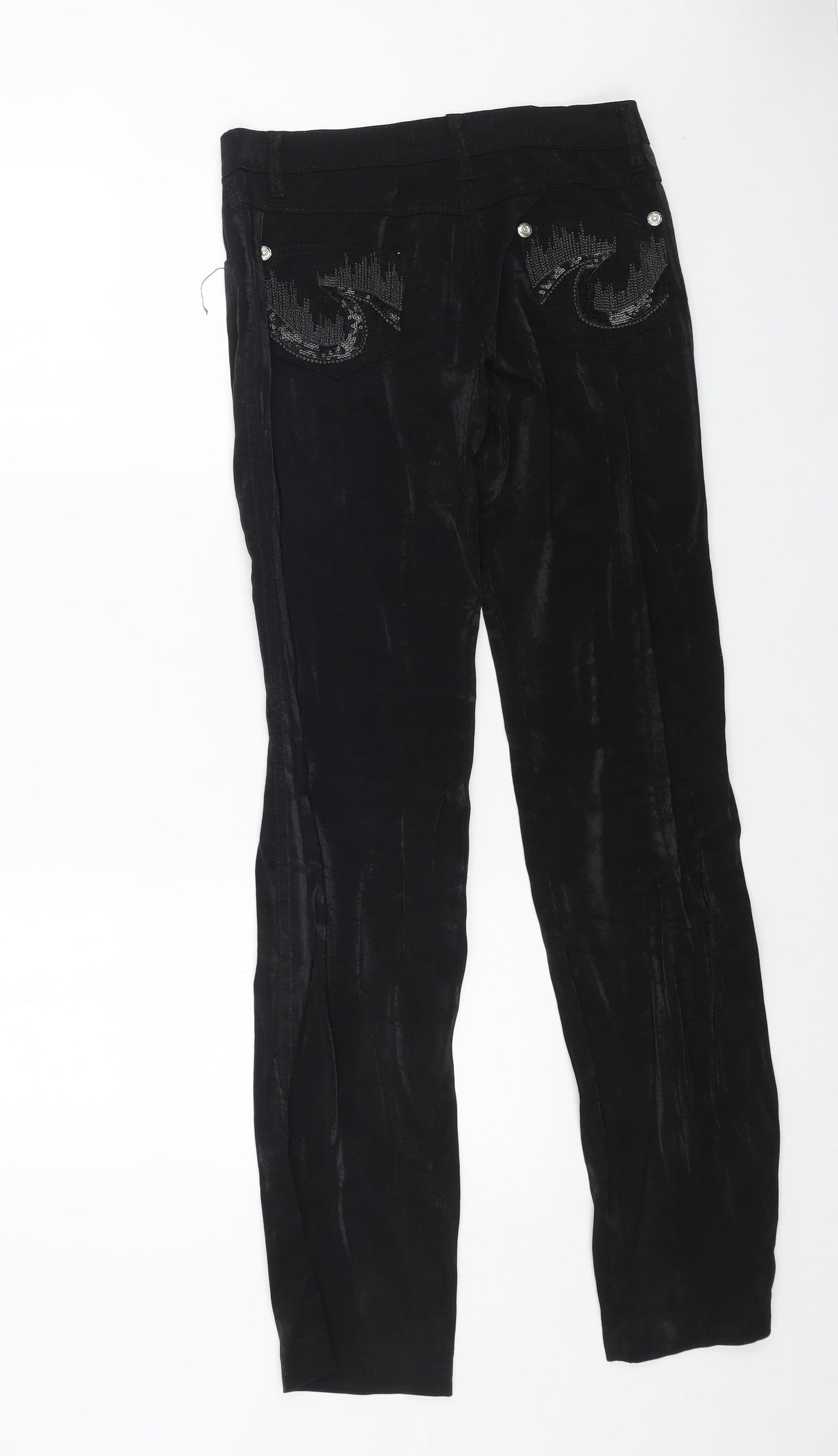 adoniti Womens Black Cotton Trousers Size 14 L32 in Regular Button