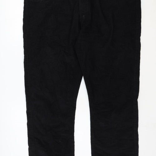 Denim & Co. Mens Black Cotton Trousers Size 38 in Regular Zip