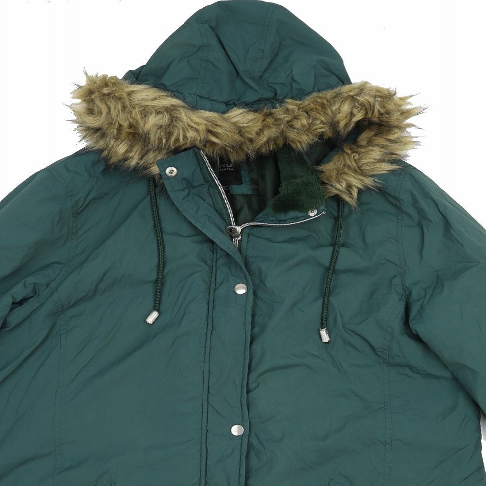 Casual Outerwear Womens Green Parka Coat Size 20 Zip