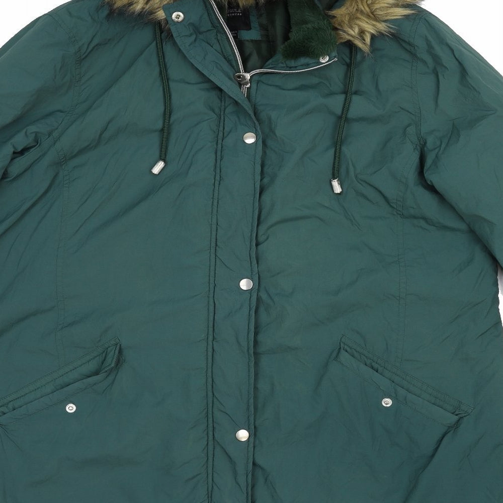 Casual Outerwear Womens Green Parka Coat Size 20 Zip