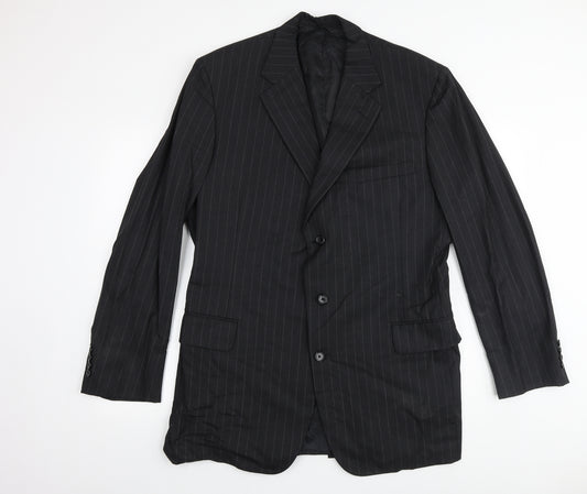 Royal Classics Mens Black Striped Viscose Jacket Suit Jacket Size 42 Regular