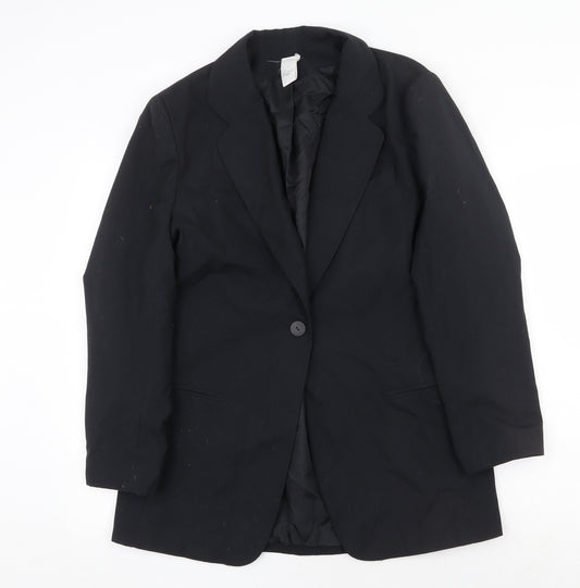 Directions Womens Black Polyester Jacket Blazer Size 14 Button
