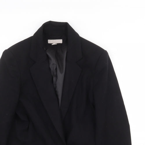 H&M Womens Black Polyester Jacket Blazer Size 8 Button
