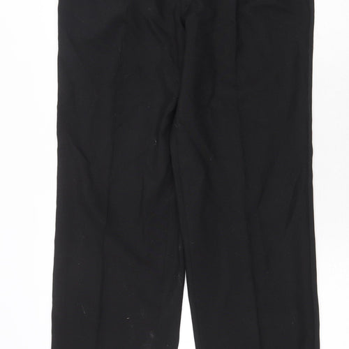 FH Mens Black Cotton Trousers Size 34 in Regular Zip