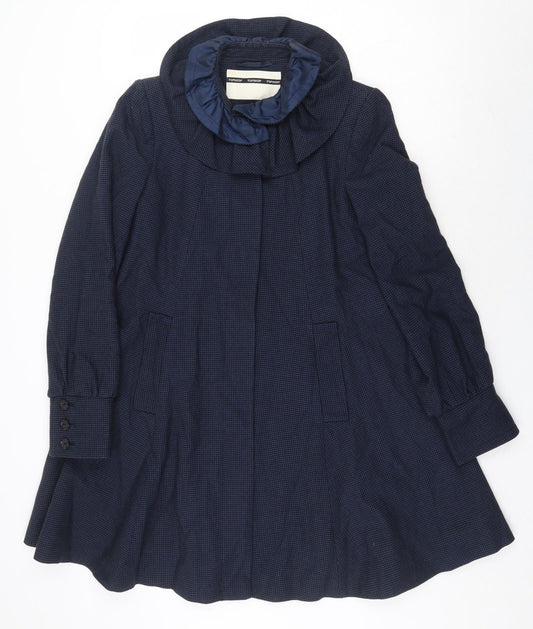 Topshop Womens Blue Overcoat Coat Size 12 Button