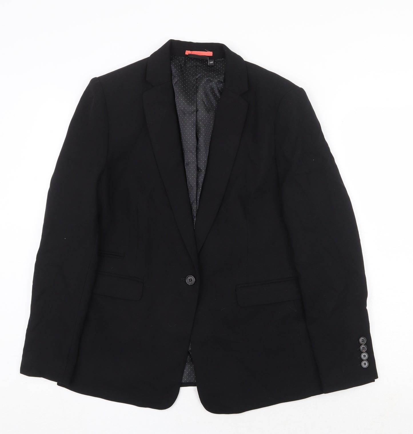 NEXT Womens Black Polyester Jacket Suit Jacket Size 14 Button