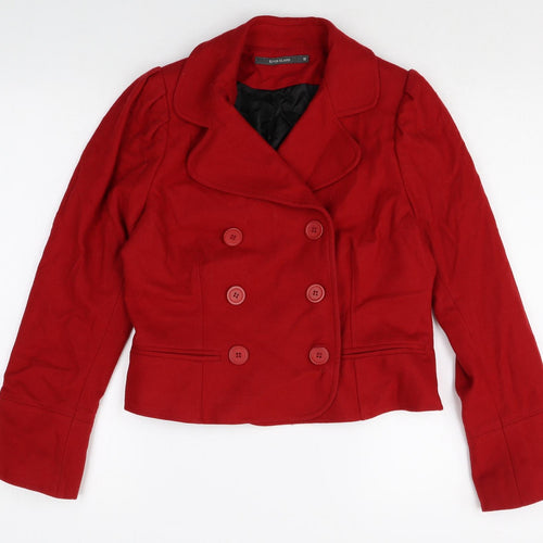 River Island Womens Red Wool Jacket Size 10 Button