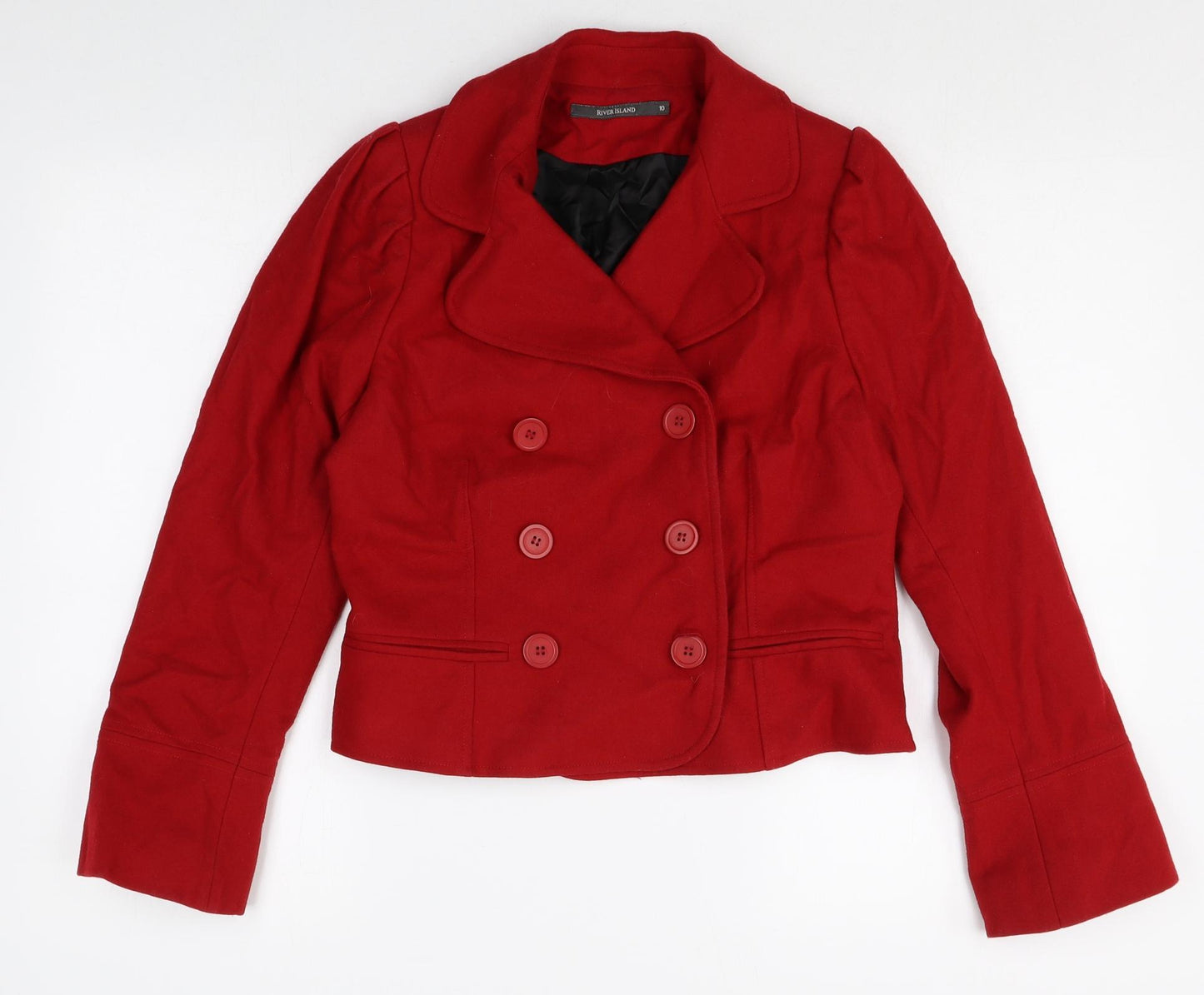 River Island Womens Red Wool Jacket Size 10 Button
