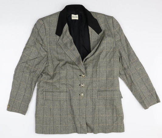 Viyella Womens Grey Check Wool Jacket Suit Jacket Size 14