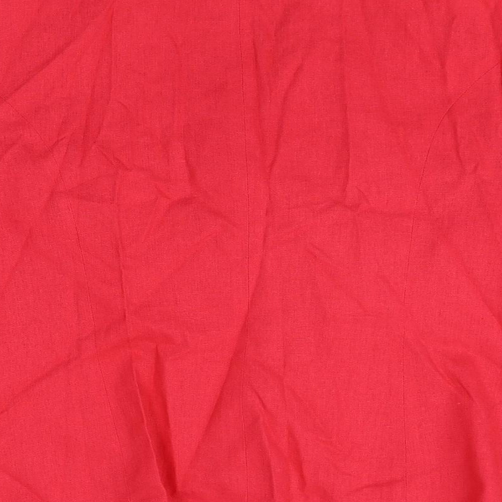 Preworn Womens Red Linen Jacket Blazer Size 14