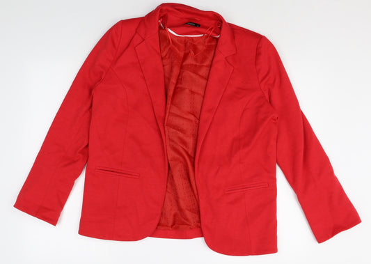 M&Co Womens Red Polyester Jacket Blazer Size 12 - Open