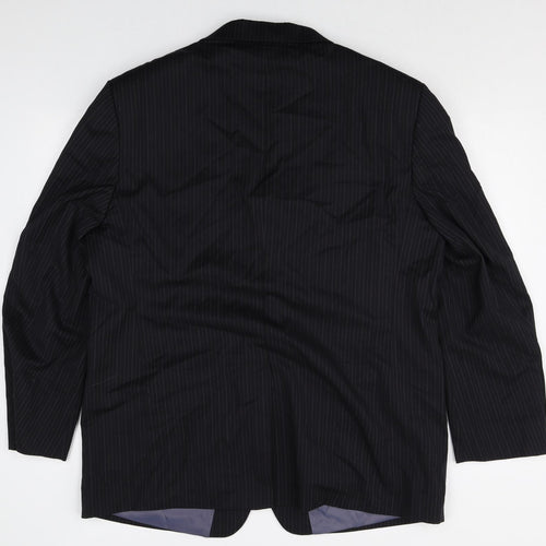 Marks and Spencer Mens Black Striped Wool Jacket Suit Jacket Size 46 Regular