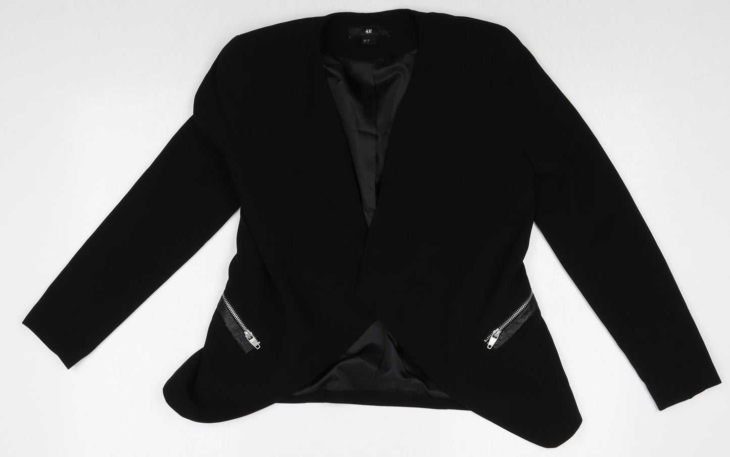 H&M Womens Black Polyester Jacket Blazer Size 8 - Open