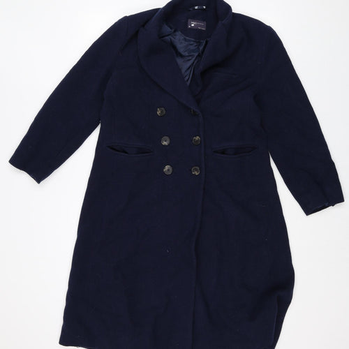 Marks and Spencer Womens Blue Overcoat Coat Size 14 Button