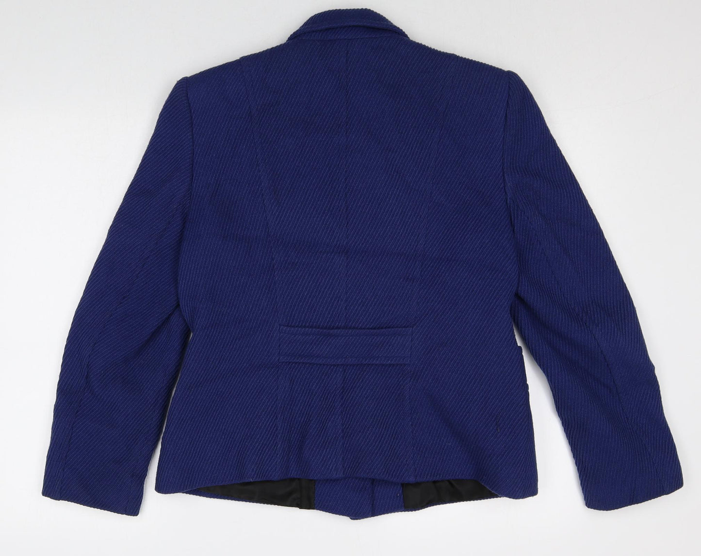 M&Co Womens Blue Wool Overcoat Coat Size 14 Button