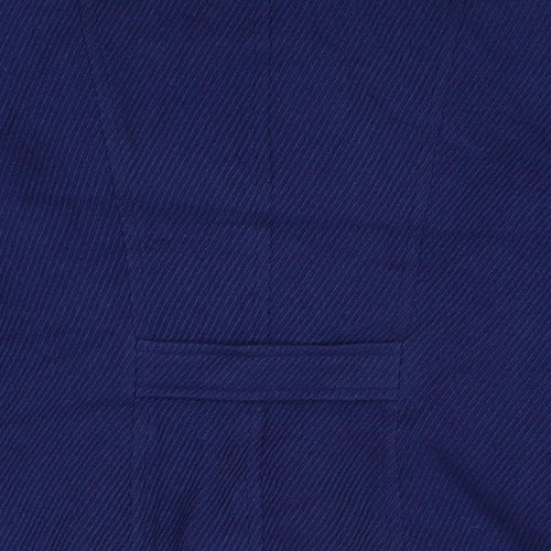 M&Co Womens Blue Wool Overcoat Coat Size 14 Button