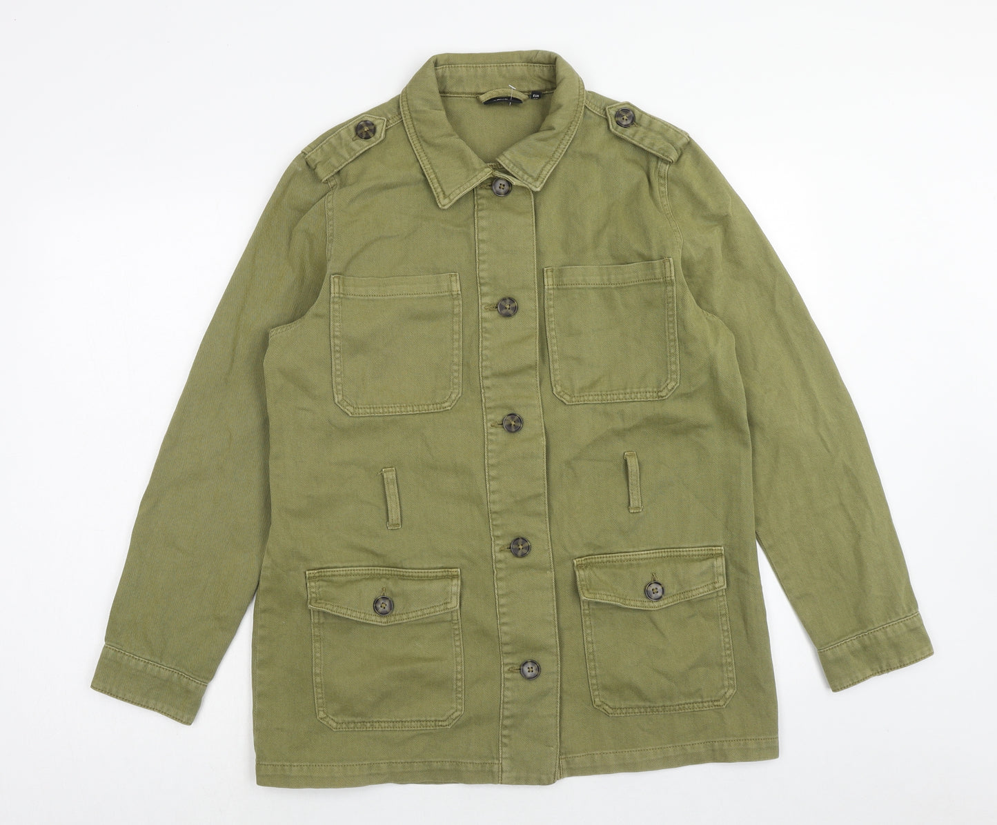 NEXT Womens Green Cotton Jacket Size 12 Button