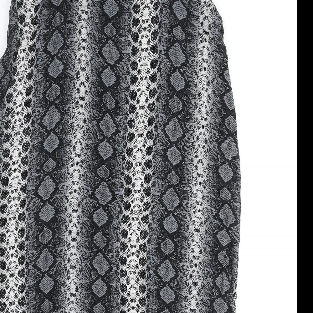 H&M Womens Grey Geometric Polyester Tank Dress Size 8 V-Neck Pullover