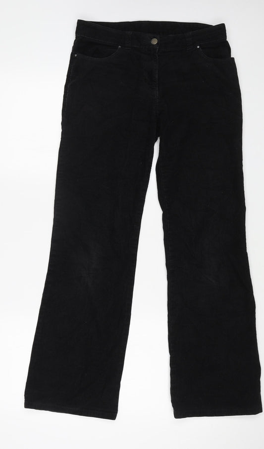 Marks and Spencer Womens Black Cotton Trousers Size 8 L29 in Regular Button