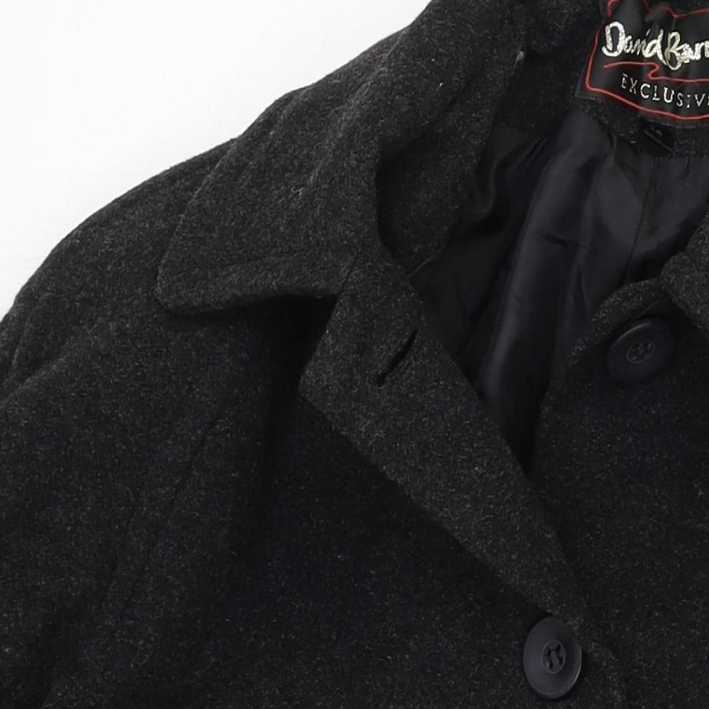 David Barry Womens Grey Overcoat Coat Size 14 Button