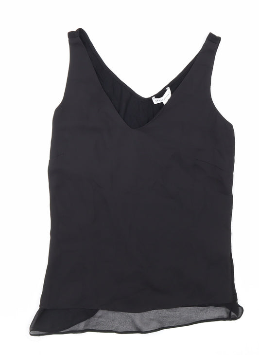 Warehouse Womens Black Polyester Basic Tank Size 6 V-Neck