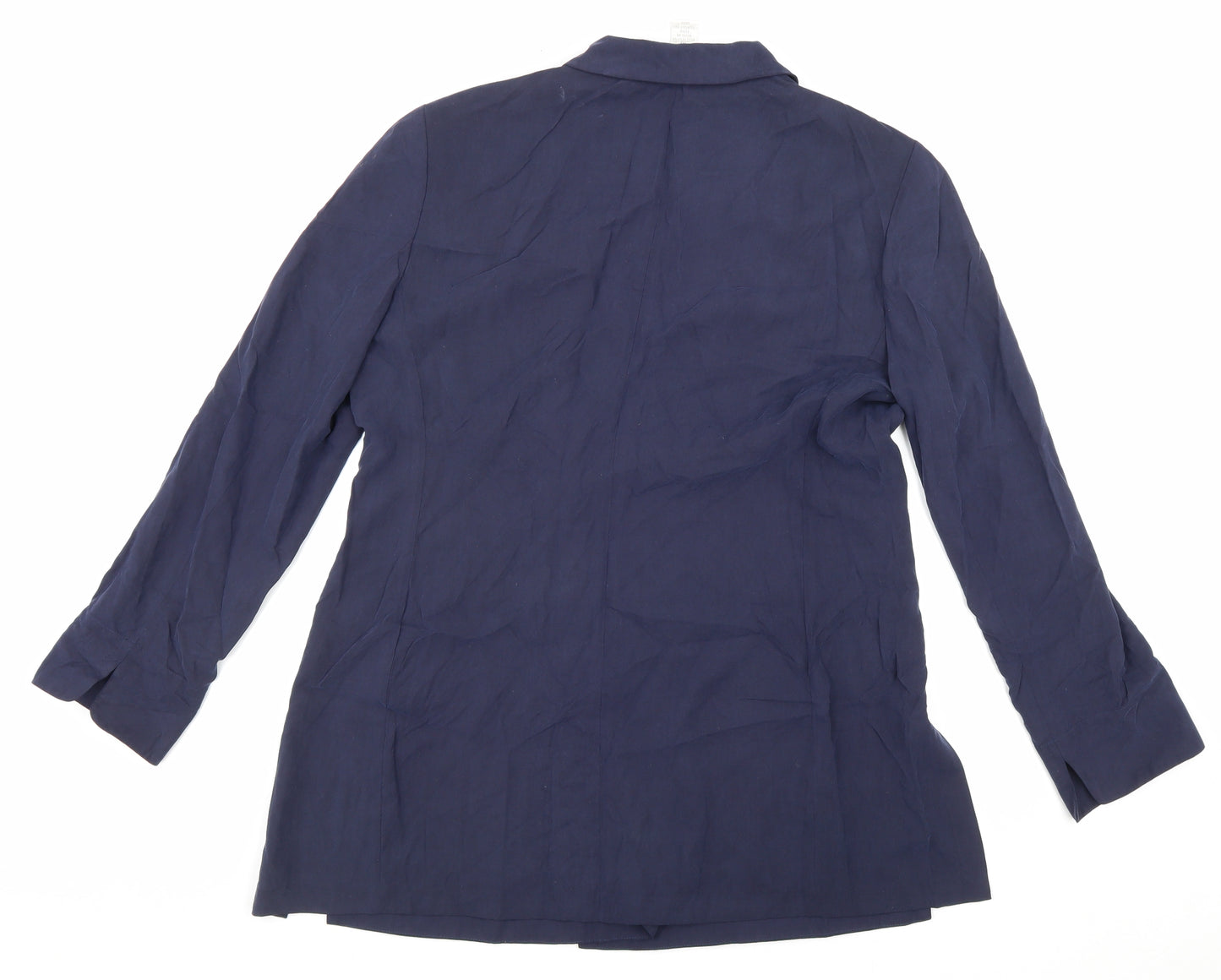 Jones New York Womens Blue Silk Basic Blouse Size 10 Collared