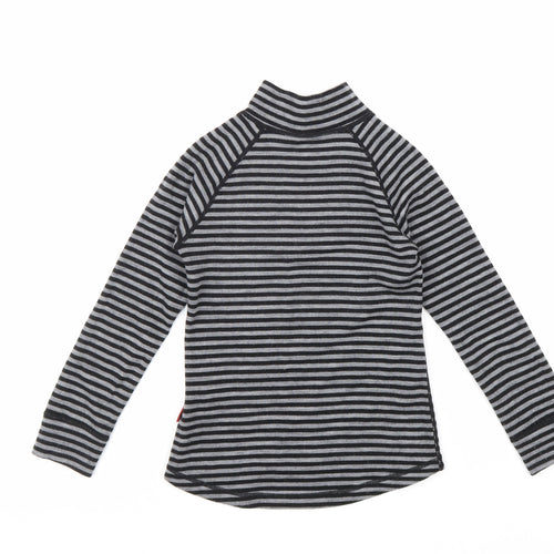 Rema Womens Black Striped Wool Pullover Sweatshirt Size XS Zip