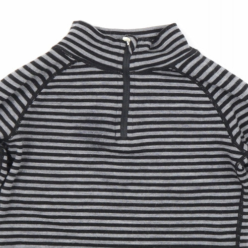 Rema Womens Black Striped Wool Pullover Sweatshirt Size XS Zip